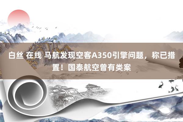 白丝 在线 马航发现空客A350引擎问题，称已措置！国泰航空曾有类案