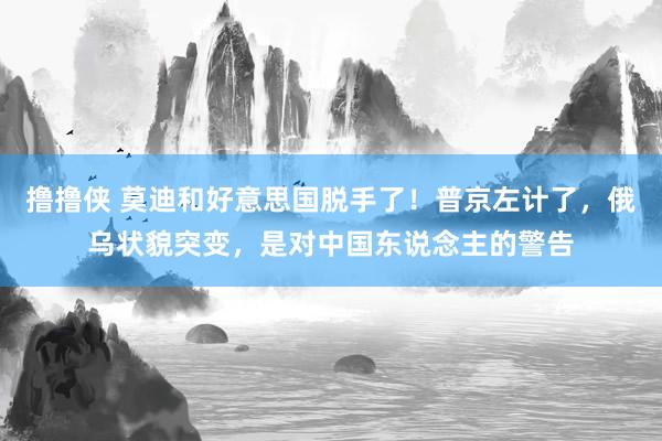 撸撸侠 莫迪和好意思国脱手了！普京左计了，俄乌状貌突变，是对中国东说念主的警告