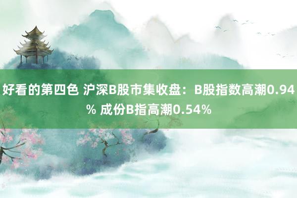 好看的第四色 沪深B股市集收盘：B股指数高潮0.94% 成份B指高潮0.54%