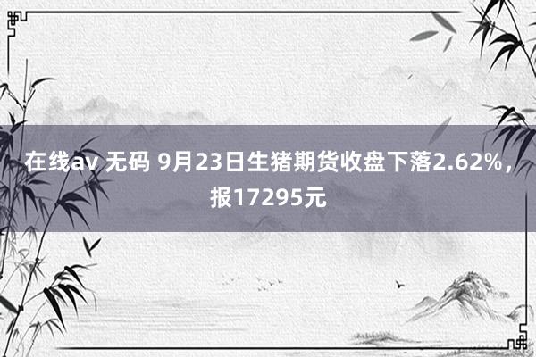 在线av 无码 9月23日生猪期货收盘下落2.62%，报17295元