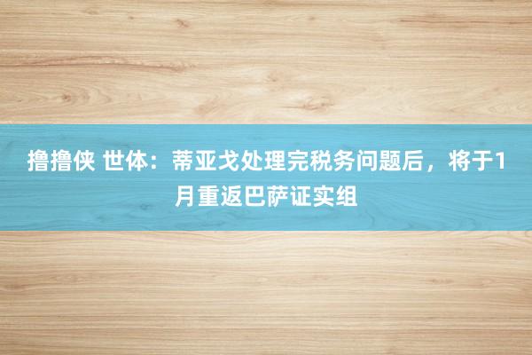 撸撸侠 世体：蒂亚戈处理完税务问题后，将于1月重返巴萨证实组