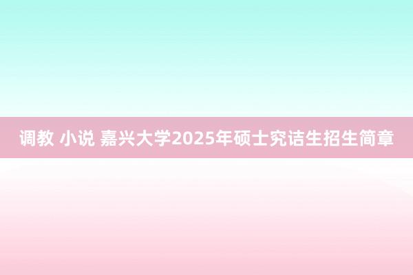 调教 小说 嘉兴大学2025年硕士究诘生招生简章