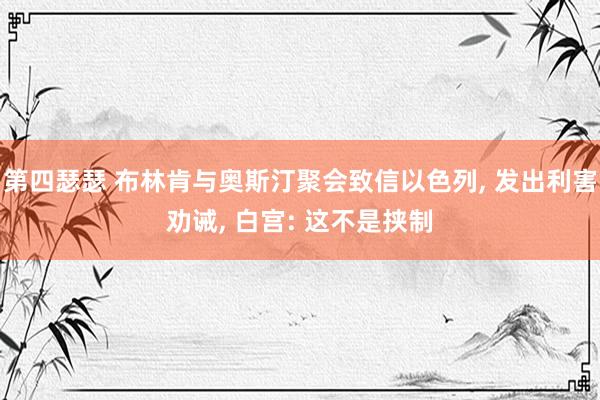 第四瑟瑟 布林肯与奥斯汀聚会致信以色列， 发出利害劝诫， 白宫: 这不是挟制