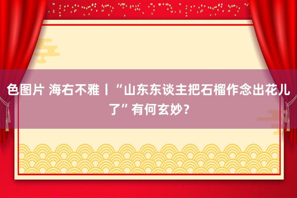 色图片 海右不雅丨“山东东谈主把石榴作念出花儿了”有何玄妙？