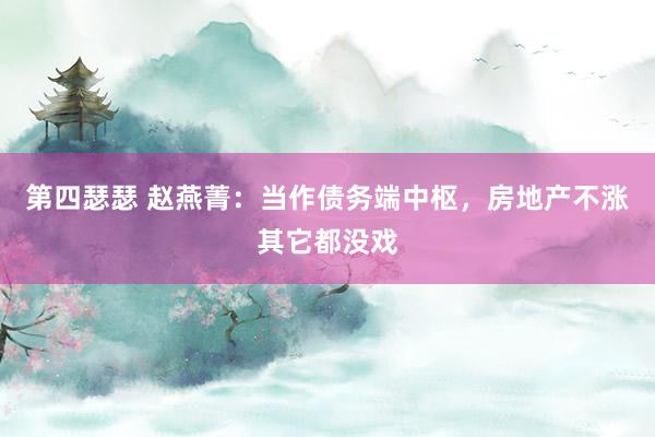 第四瑟瑟 赵燕菁：当作债务端中枢，房地产不涨其它都没戏