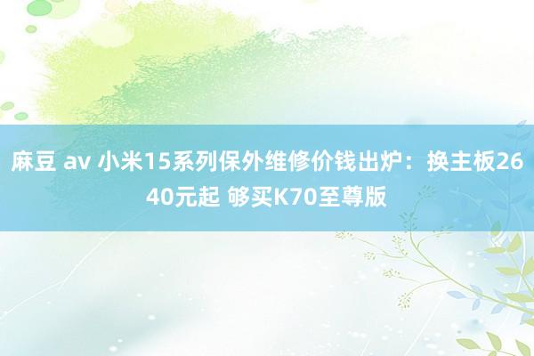 麻豆 av 小米15系列保外维修价钱出炉：换主板2640元起 够买K70至尊版