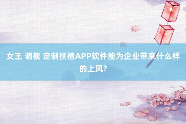 女王 调教 定制扶植APP软件能为企业带来什么样的上风?