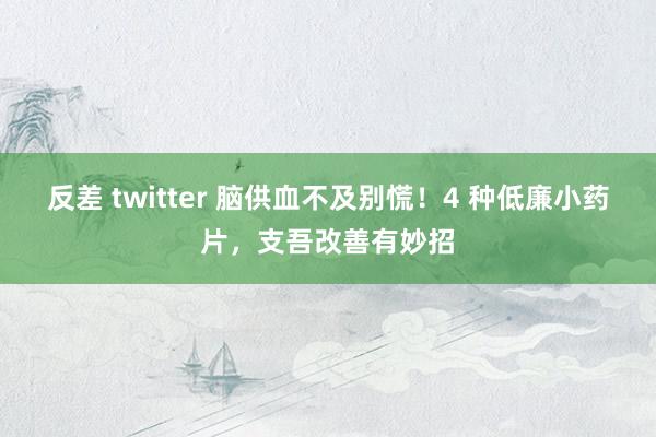 反差 twitter 脑供血不及别慌！4 种低廉小药片，支吾改善有妙招