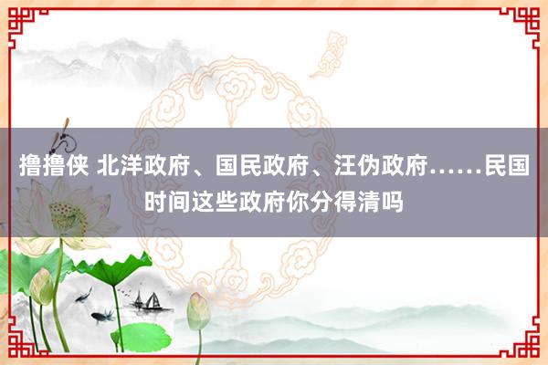 撸撸侠 北洋政府、国民政府、汪伪政府……民国时间这些政府你分得清吗