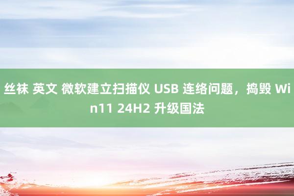 丝袜 英文 微软建立扫描仪 USB 连络问题，捣毁 Win11 24H2 升级国法