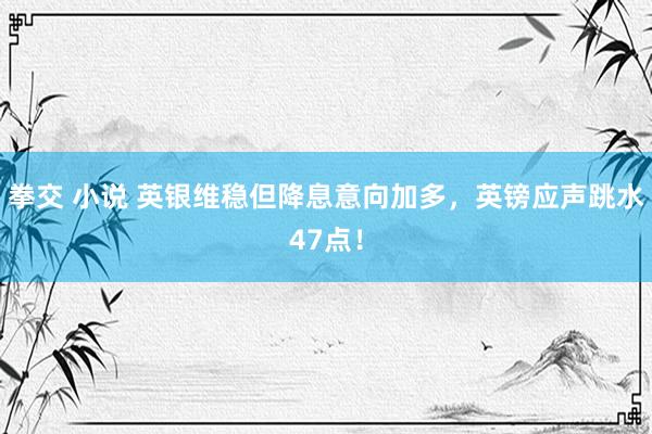 拳交 小说 英银维稳但降息意向加多，英镑应声跳水47点！