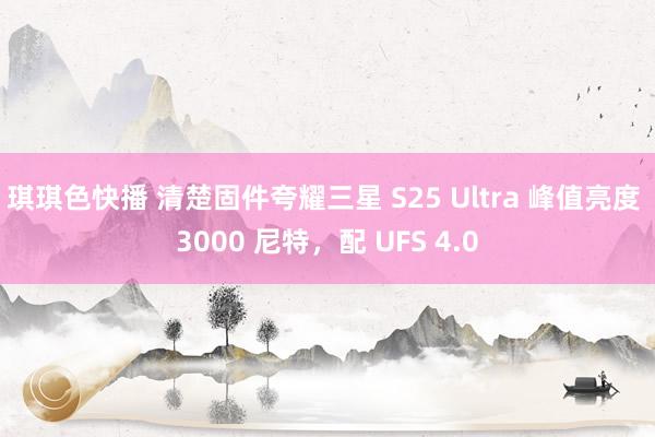 琪琪色快播 清楚固件夸耀三星 S25 Ultra 峰值亮度 3000 尼特，配 UFS 4.0