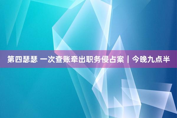 第四瑟瑟 一次查账牵出职务侵占案｜今晚九点半